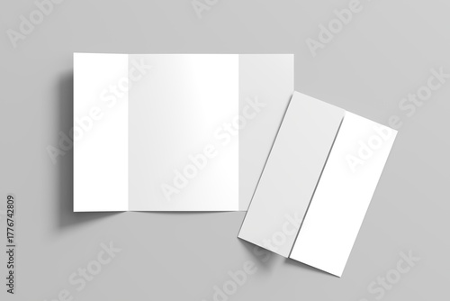 Isolated A4 Gate Fold Brochure Mockup on Neutral Background for Elegant Branding, Print Presentation, and Creative Marketing Concepts