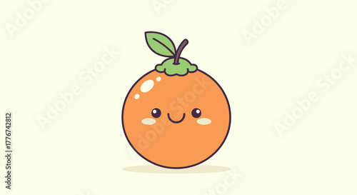 Cute Orange Fruit Cartoon Character With Friendly Face Expression For Graphic Design