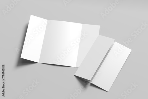 Isolated A4 Gate Fold Brochure Mockup on Neutral Background for Elegant Branding, Print Presentation, and Creative Marketing Concepts