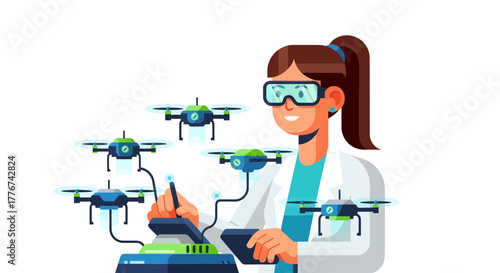 Drone Robotics Expert Supervising Multiple Autonomous Aerospace Vehicles in Operation