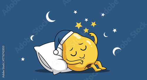 Cute Pear Enjoying Sweet Dreams Under a Starry Night Sky, Ready to Sleep Tonight