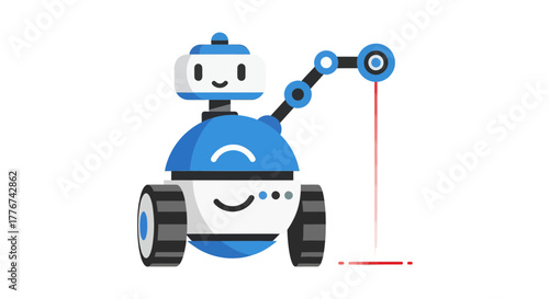 Cute Robotic Assistant Performing Innovative Actions And Utilizing Advanced Technology