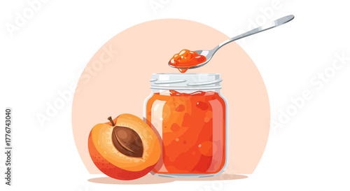 Delicious Apricot Jam Being Served With A Spoon Freshly Made And Ready To Eat