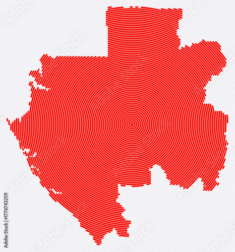 Gabon shape rings. Country map formed by stacked circles. Gabon boundary shape design. Creative vector illustration.