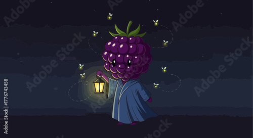 Enchanted Bramble Sprite Guiding Fireflies Through a Whispering Night Scene