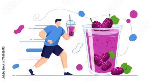 Energetic Athlete Enjoying a Delicious Drink Promoting a Healthy Lifestyle