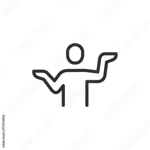 Person weighing options, linear icon. Decision making and comparison concept. Line with editable stroke.