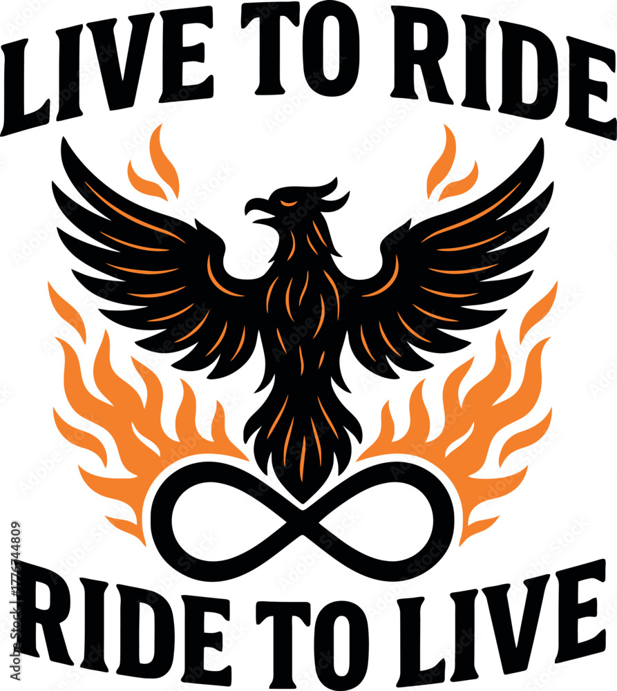 Obraz premium Biker Motto Phoenix Fire Infinity Symbol Design
