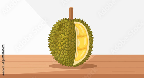 Exotic Durian Fruit Illustration:  Ripe, Spiky, And Ready To Be Enjoyed