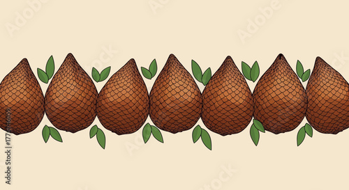 Exotic Salak Fruits Array Border, Tropical Deliciousness Freshly Illustrated for Design Layout