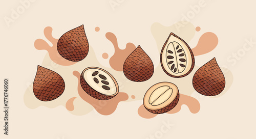 Exotic Salak Fruits Artistically Displayed on a Cream-Colored Surface, Fresh, and Delicious
