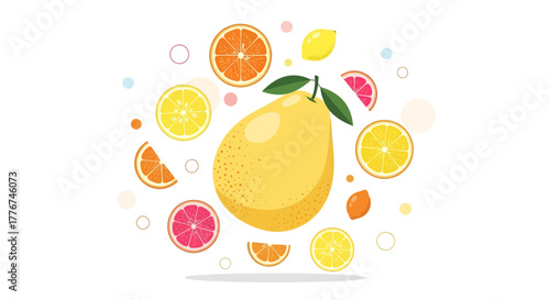Fresh And Vibrant Citrus Arrangement, Delicious Fruits Design With Various Elements