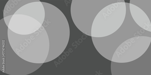 Abstract Monochrome Overlapping Circles Background, Minimalist Gray Scale Bubble Pattern.