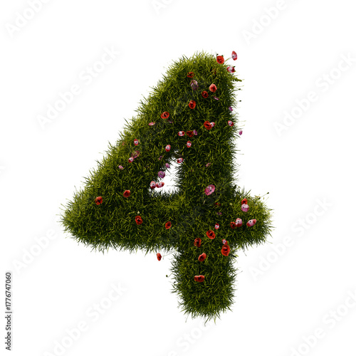3D alphabetic grass and flower, Christmas wreath number 4