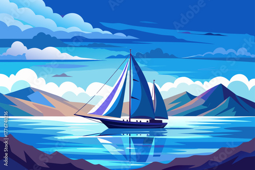Boat sailing on calm water