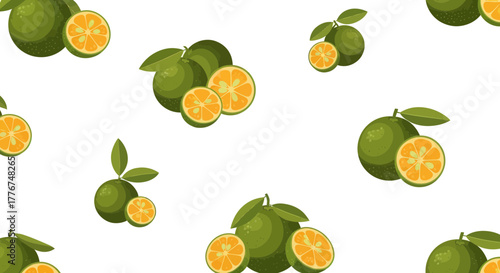 Fresh Calamondin Fruit Illustration: A Vibrant Pattern for Backgrounds and Design Projects