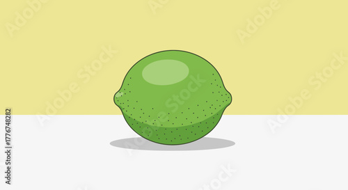 Fresh Cartoon Lime Illustration Against a Light Yellow and White Background