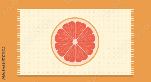 Fresh Citrus Slice Centered Elegantly Showcased On A Textured Orange Background Design