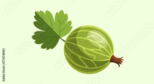 Fresh Gooseberry Render Depicting Natural Green Fruit with Textured Leafy Vegetation