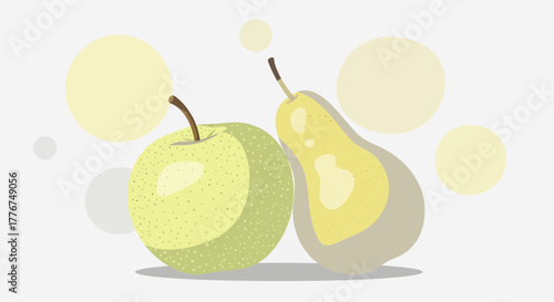 Fresh Fruit Still Life Illustration With Playful Design And Soft Colors