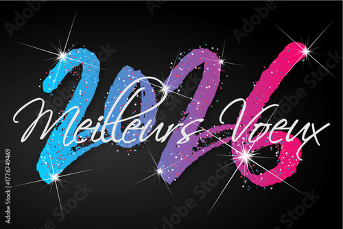 Bonne année - meilleurs vœux 2026 - vecteur pour affiche bannière salutation et célébration du nouvel an 2026.