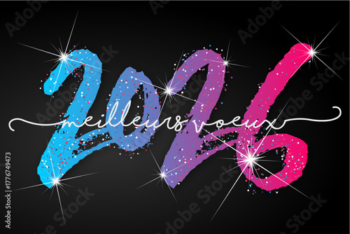Bonne année - meilleurs vœux 2026 - vecteur pour affiche bannière salutation et célébration du nouvel an 2026.