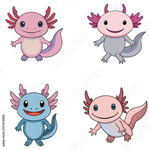  A Happy Cute Cartoon axolotl
