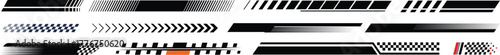 Racing cars and race car stripes set. Checkered flag, motocross labels, dynamic lines, motorsport, racing stripe speed, sport decals, tuning stickers.checkered flag, finish line, racing stripe vector 