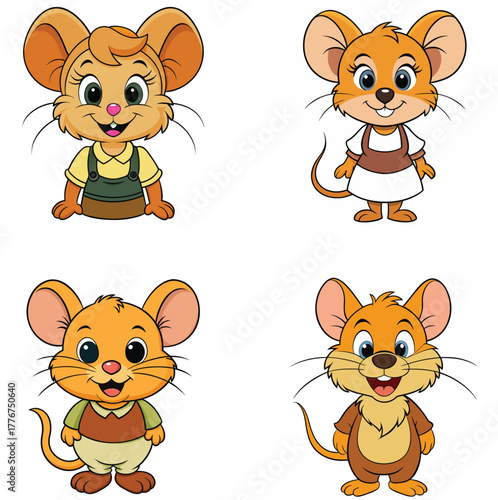 A Happy Cute Cartoon Harvest Mouse