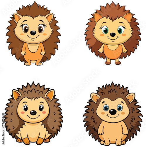 A Happy Cute Cartoon Hedgehog