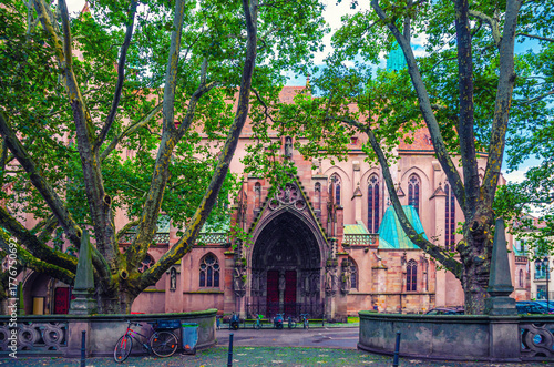 Fotografie Eglise Saint-Pierre-le-Jeune protestant church in old town Strasbourg city histo