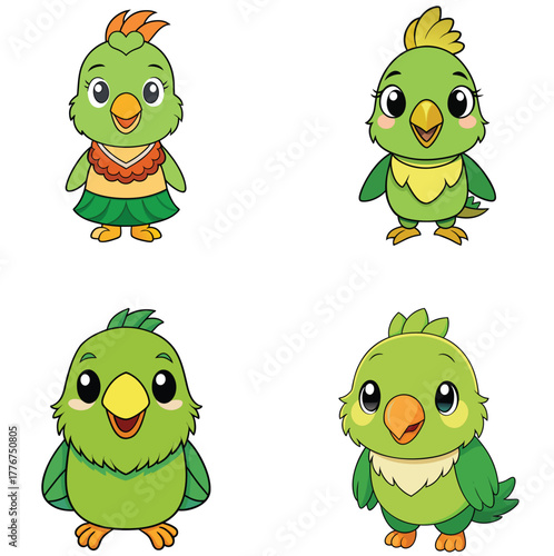 A Happy Cute Cartoon Kakapo