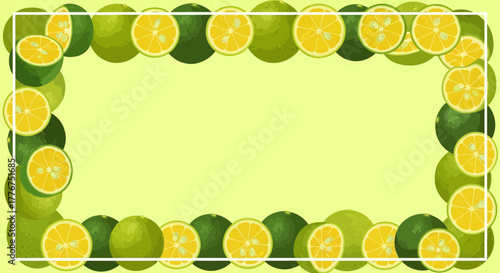 Fresh Kaffir Lime Design Forms Decorative Border For A Bright And Vibrant Background