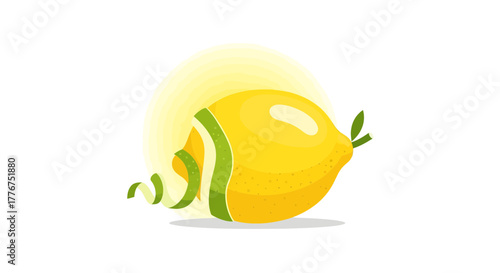 Fresh Lemon Peel Illustration Perfect For Summer Drinks and Refreshing Recipes