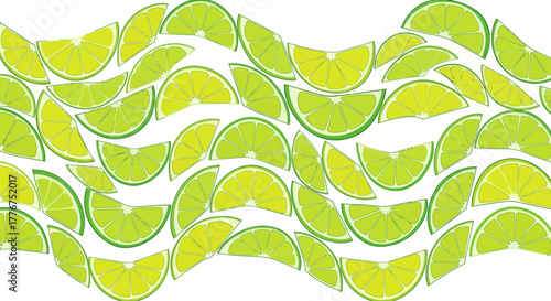 Fresh Limes Composition: A Vibrant Arrangement of Citrus Slices on White Background