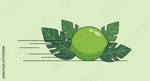 Fresh Lime Delight: A Zesty Illustration Infused With Lush Greenery Concept Artwork