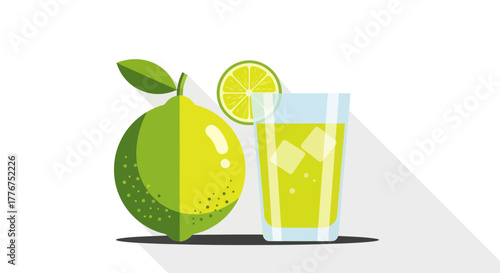 Fresh Lime Juice Served With Ice Cubes Ready For Summer Refreshing Drink