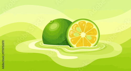 Fresh Lime Slices Splashing In Juice Illustrating Vibrant And Zesty Tropical Fruits