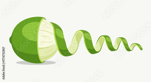 Fresh Lime With Peel, Delicious, Refreshing and Zesty Citrus Fruit Isolated, Vector