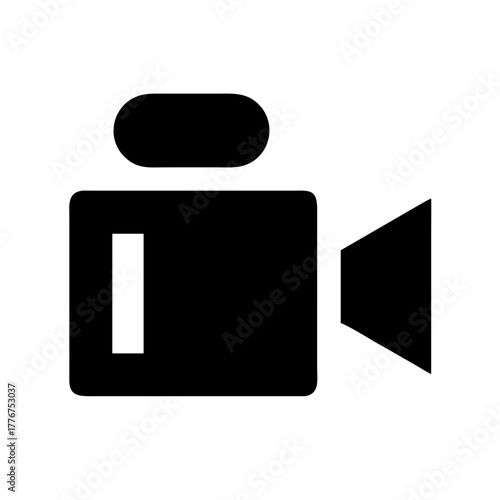 Video camera icon – simple black recording symbol for media production, filmmaking, video content creation, streaming services, movie apps, and modern UI/UX interface design
