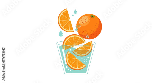 Fresh Orange Segments Dipping in Sparkling Water Perfect For Refreshment And Hydration