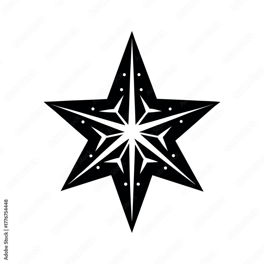 Fototapeta premium Christmas Star Silhouette Vector Art