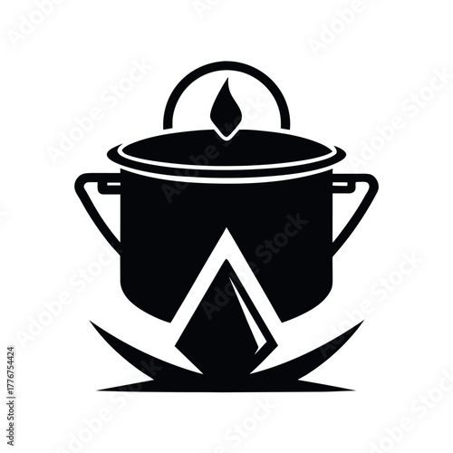 Camp Pot Silhouette Vector Illustration
