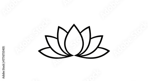 Elegant minimalist lotus flower symbol representing peace, purity, and enlightenment for wellness and spa branding