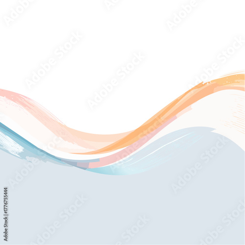 Softly Colored Abstract Brush Stroke Waves on White Background brush strokes watercolor
