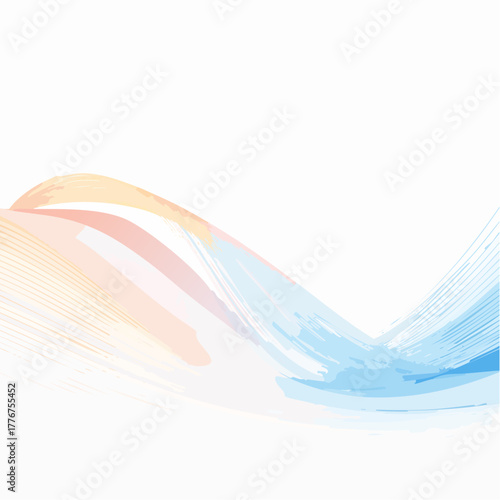 Dynamic Abstract Brush Stroke Waves with Pastel Orange and Blue Hues brush strokes watercolor