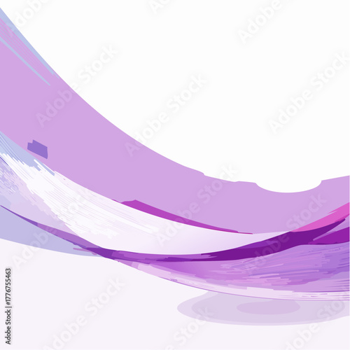 Abstract flowing wave of purple and pink shades with brush stroke texture on white background vector