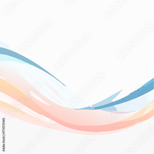 Gentle Abstract Brush Stroke Waves in Pastel Blue and Peach Tones brush strokes watercolor