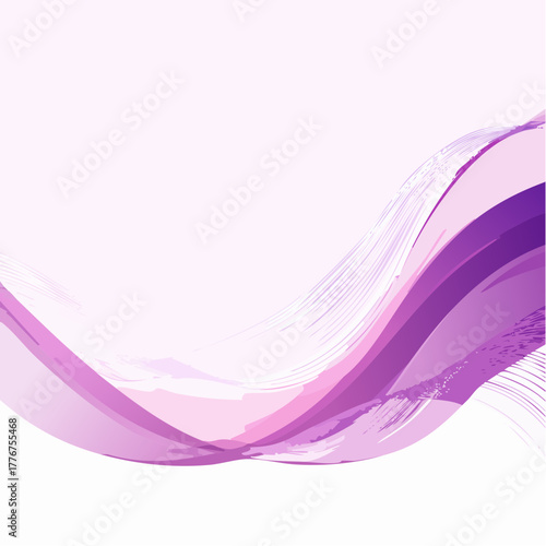 Abstract flowing wave of pink and purple colors with brush stroke texture on white background vector