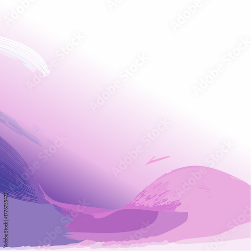 Abstract Gradient Swirls of Purple and Pink Paint Strokes on White Background brush stroke